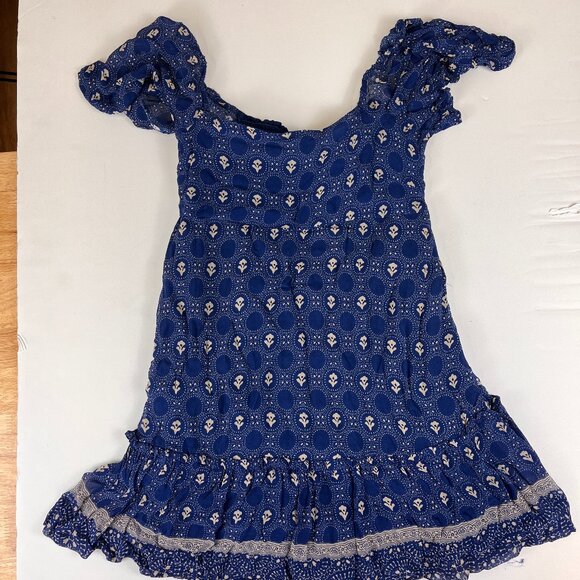 Maeve Dresses & Skirts - Maeve by Anthropologie Blue Floral Puff-Sleeve Cutout Back Mini Dress Size XS